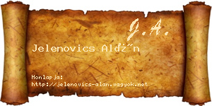 Jelenovics Alán névjegykártya